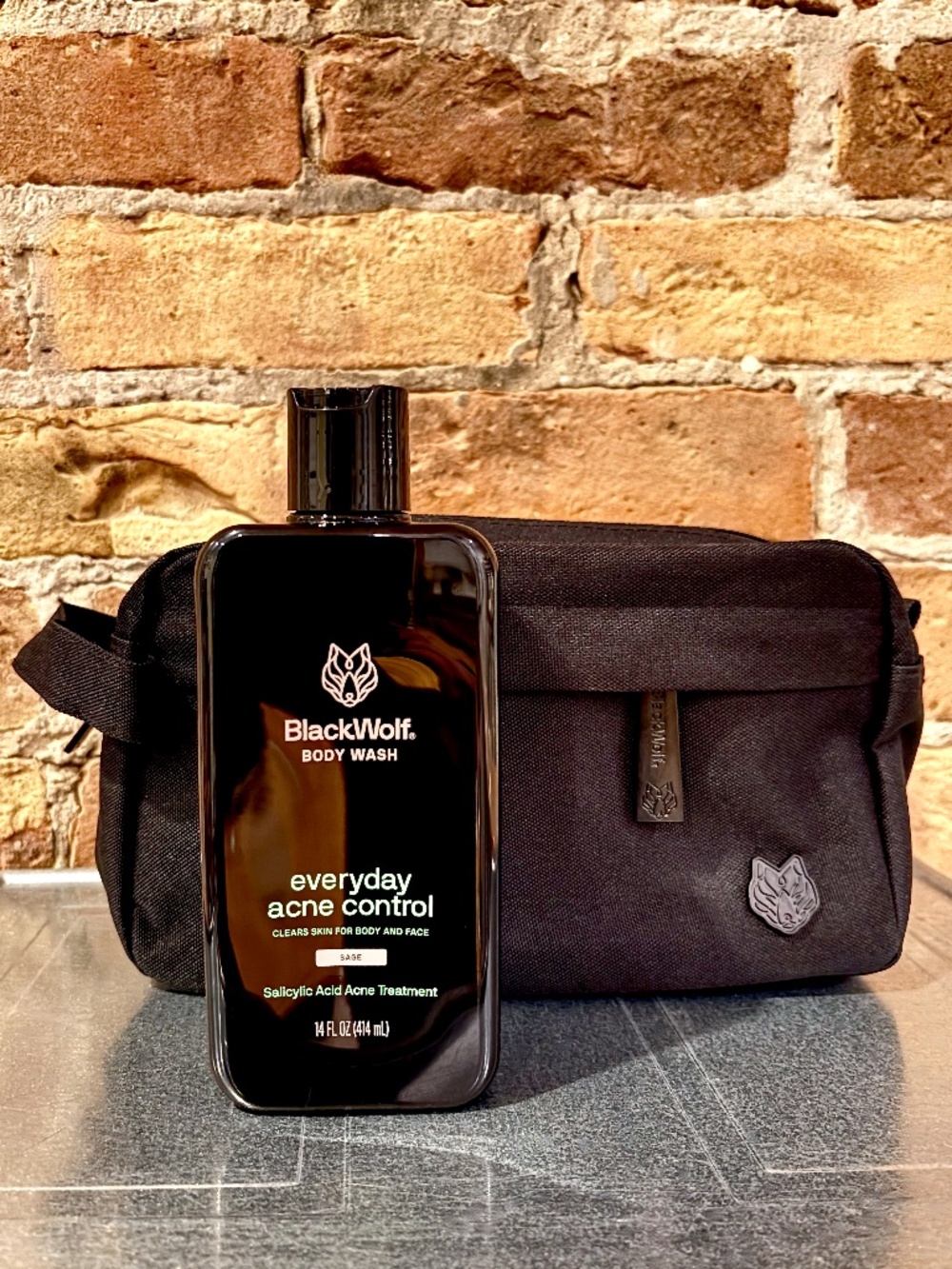 BlackWolf Multi-Pocket Toiletry Bag Travel Dopp Kit Pouch & Acne Body Wash NWT